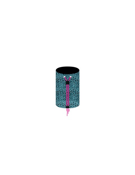 Leopard - Sacca mare azzurro/nero dettagli fucsia cm 25 x 25 x 50