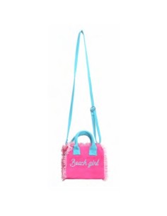 Beach Girl - Borsa mini rosa candy dettagli azzurro 20x16x8 cm