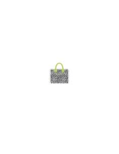 Leopard - Handbag bianco/nero dettagli verde mela 30x24x14 cm