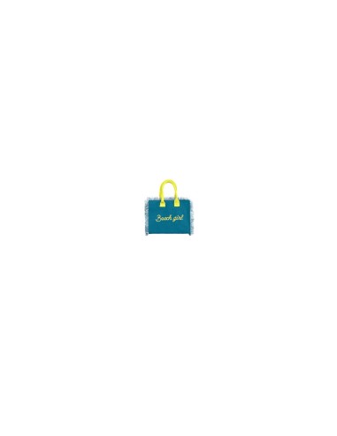 Beach Girl - Handbag petrolio dettagli giallo fluo cm 30 x 24 x 19
