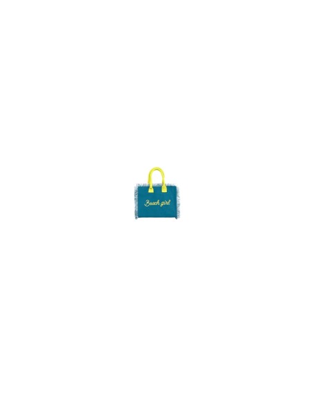 Beach Girl - Handbag petrolio dettagli giallo fluo cm 30 x 24 x 19