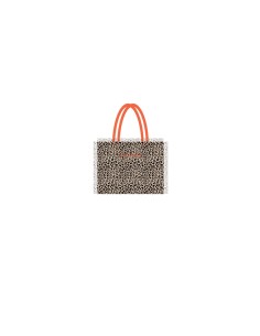 Leopard - Borsa mare classic nude/nero dettagli arancio 48x38x16 cm