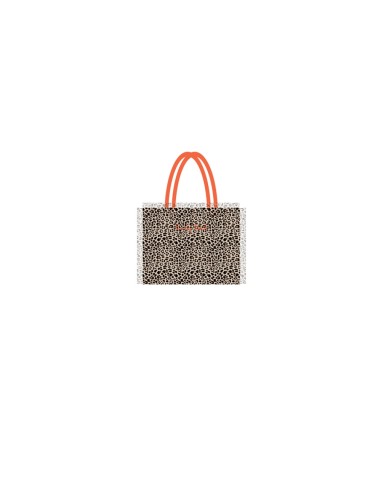 Leopard - Borsa mare classic nude/nero dettagli arancio 48x38x16 cm