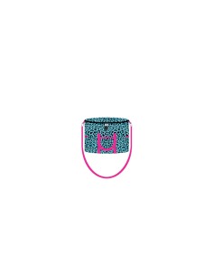 Leopard - Borsa termica 14 lt azzurro/nero dettagli fucsia