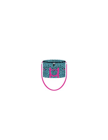 Leopard - Borsa termica 14 lt azzurro/nero dettagli fucsia