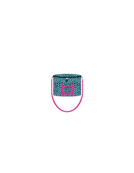 Leopard - Borsa termica 14 lt azzurro/nero dettagli fucsia