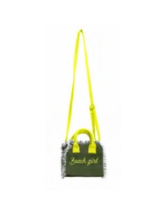 Beach Girl - Borsa mini verde militare dettagli giallo fluo 20x16x8 cm