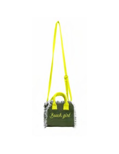 Beach Girl - Borsa mini verde militare dettagli giallo fluo 20x16x8 cm
