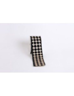Fiori di Lena - Nastro nero oro scacchi h 6.3 cm x 9 mt