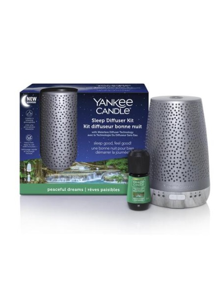 Yankee Candle - Sleep Diffuser Kit Base Effetto Argento & Peaceful Dreams