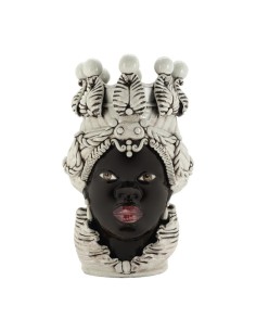Abhika - Vaso "Testa di Moro Lady" Grande h48x31 cm by Verus Ceramiche Caltagirone