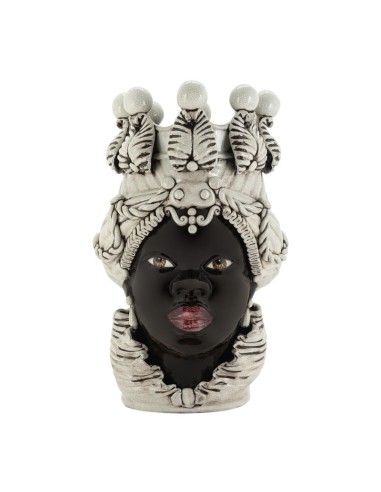 Abhika - Vaso "Testa di Moro Lady" Grande h48x31 cm by Verus Ceramiche Caltagirone