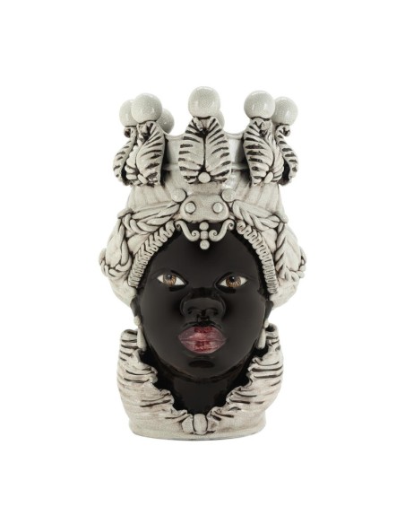 Abhika - Vaso "Testa di Moro Lady" Grande h48x31 cm by Verus Ceramiche Caltagirone
