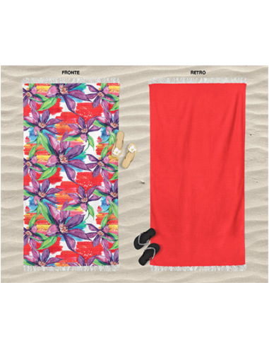 Daunex - Telo da mare in MICROSPUGNA "CLEMATIS" 90x160 cm con frange
