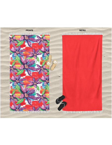 Daunex - Telo da mare in MICROSPUGNA "CLEMATIS" 90x160 cm con frange