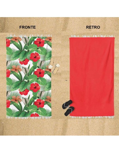 Daunex - Telo da mare in MICROSPUGNA "HIBISCUS" 90x160 cm con frange