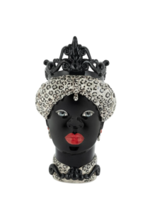 Abhika - Vaso "Testa di Moro Lady" Media h45x30 cm by Verus Ceramiche Caltagirone