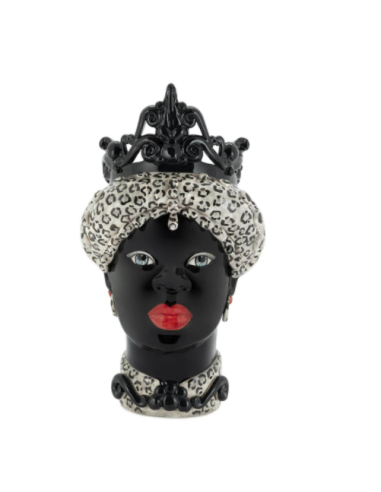 Abhika - Vaso "Testa di Moro Lady" Media h45x30 cm by Verus Ceramiche Caltagirone