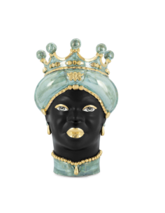 Abhika - Vaso "Testa di Moro Lady Mop" Media h45 cm by Verus Ceramiche Caltagirone