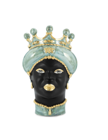 Abhika - Vaso "Testa di Moro Lady Mop" Media h45 cm by Verus Ceramiche Caltagirone