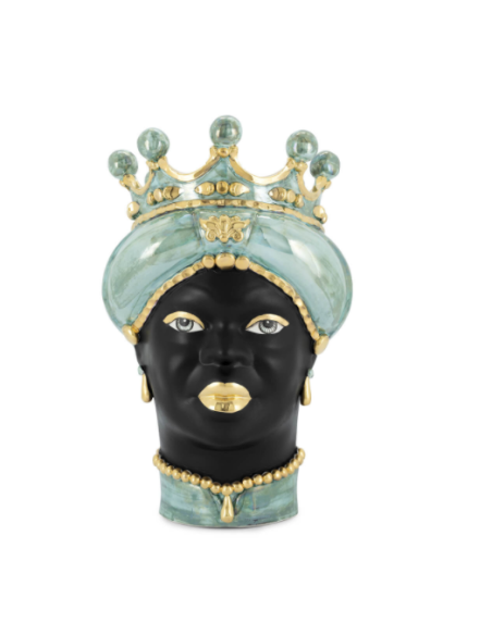 Abhika - Vaso "Testa di Moro Lady Mop" Media h45 cm by Verus Ceramiche Caltagirone