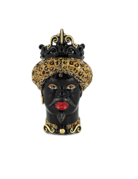 Abhika - Vaso "Testa di Moro Man" Media h45x30 cm by Verus Ceramiche Caltagirone