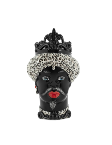 Abhika - Vaso "Testa di Moro Man" Media h45x30 cm by Verus Ceramiche Caltagirone