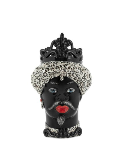 Abhika - Vaso "Testa di Moro Man" Media h45x30 cm by Verus Ceramiche Caltagirone
