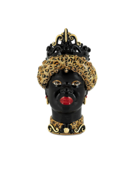 Abhika - Vaso "Testa di Moro Lady" Media h45x30 cm by Verus Ceramiche Caltagirone
