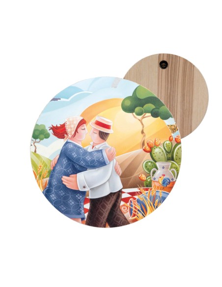 Quadri&Quadri - Piatto Pizza Tagliere "Terra dei Priciosi" con predisposizione per essere appeso alla parete diam 37 cm