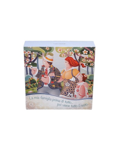 Quadri&Quadri - Salvadanaio e Appendichiave ''La mia famiglia prima di tutto…'' linea ''I Prisciosi'' senza cornice 24x24x6 cm