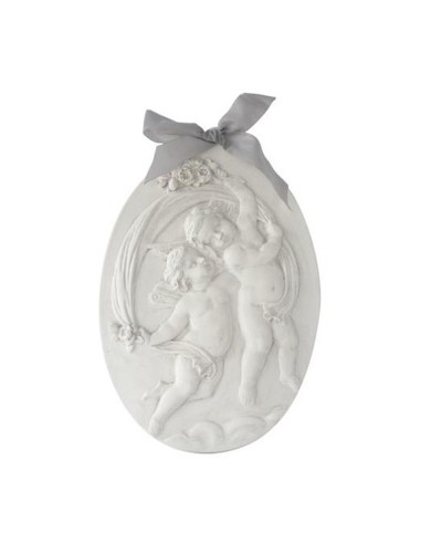 Mathilde M - Medaglione in basso rilievo patinato angeli 25,5 x 38 x 1,5 cm