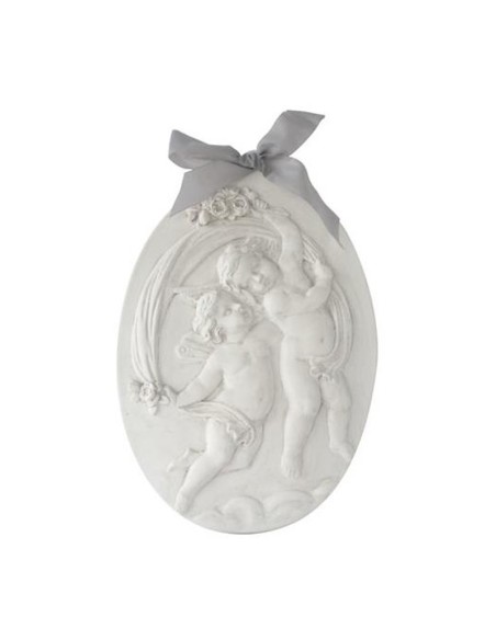 Mathilde M - Medaglione in basso rilievo patinato angeli 25,5 x 38 x 1,5 cm