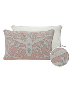 Mathilde M - Cuscino ricamato in cotone Ornements rosa chiaro 45 x 30 x 16 cm