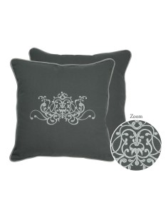Mathilde M - Cuscino ricamato Douce Arabesque grigio 45 x 45 x 16 cm