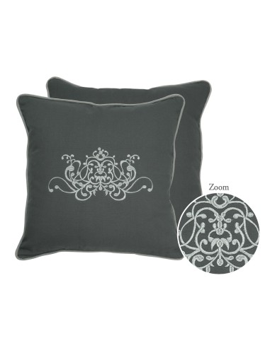 Mathilde M - Cuscino ricamato Douce Arabesque grigio 45 x 45 x 16 cm