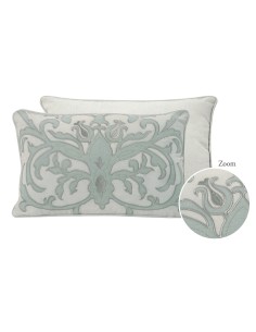 Mathilde M - Cuscino in cotone ricamato Ornements grigio 45 x 30 x 16 cm