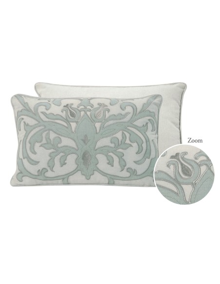 Mathilde M - Cuscino in cotone ricamato Ornements grigio 45 x 30 x 16 cm