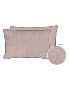 Mathilde M - Cuscino Fiori Ricamati Rosa Chiaro 45 x 30 x 16 cm