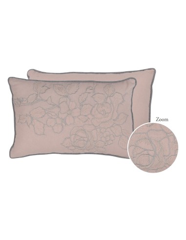 Mathilde M - Cuscino Fiori Ricamati Rosa Chiaro 45 x 30 x 16 cm