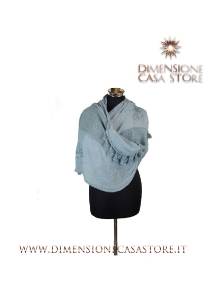 Stola, con ricami, colore azzurro polvere