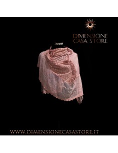 Stola in cotone e pizzo, colore rosa