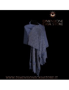 Stola in cotone e pizzo, colore blu