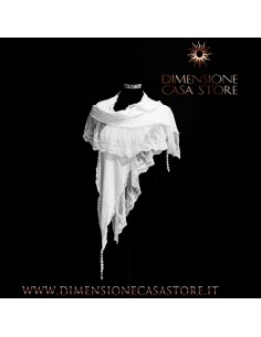 Stola in cotone e pizzo, colore bianco
