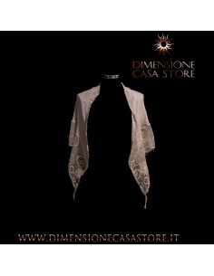 Stola in cotone e pizzo, colore beige