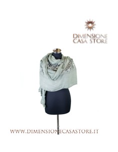 Stola con pizzo e ricami, colore verde militare