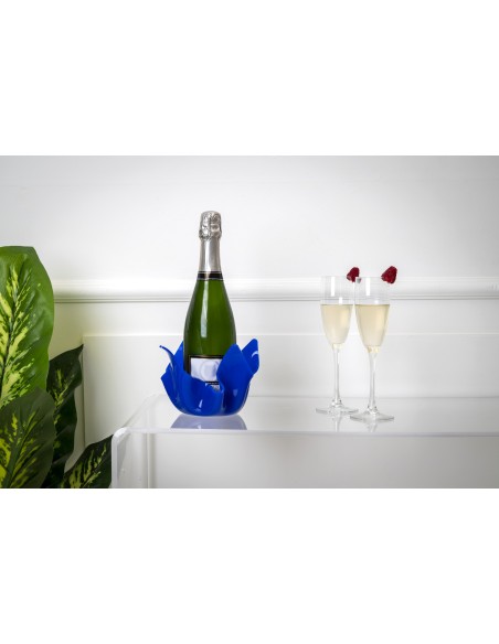 iPLEX - Vaso linea Drappeggi in plexiglass blu pieno drappeggiato a mano Made in Italy - arredamento casa ufficio studio fiorier