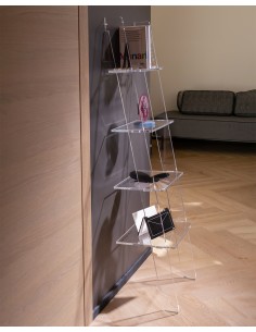 Vesta Home - Way Up Medium Libreria 4 Ripiani·trasparente·43 X 31,5 X 150 H Cm Shelves: 43 X 28 H Th. Structure 15 Mm Th. Shelve 2