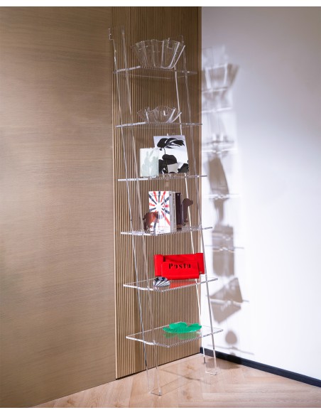 Vesta Home - Way Up Large Libreria 6 Ripiani·trasparente·48 X 33,5 X 200 H Cm Shleves: 48 X 28 H Th. Structure 15 Mm Th. Shelves