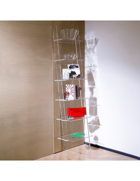 Vesta Home - Way Up Large Libreria 6 Ripiani·trasparente·48 X 33,5 X 200 H Cm Shleves: 48 X 28 H Th. Structure 15 Mm Th. Shelves